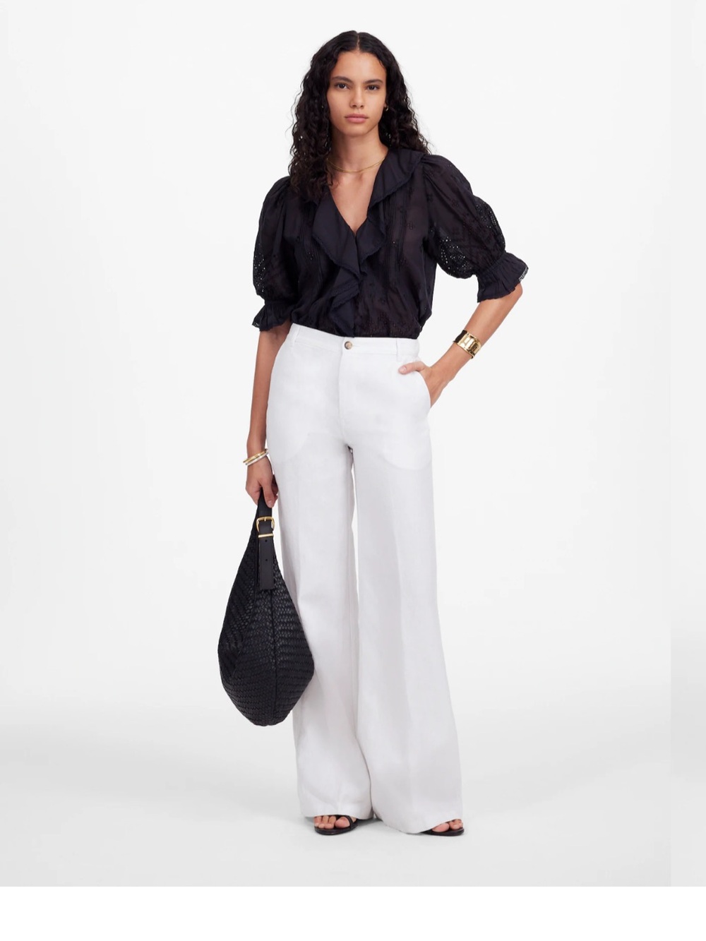 Madewell Zoe Relaxed White Linen Pants Size 4